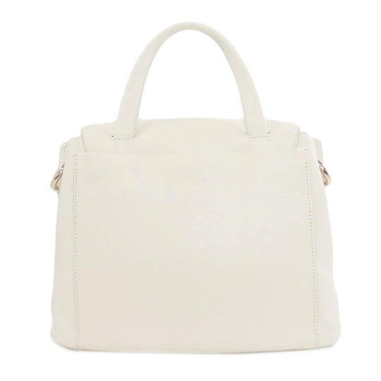 COLE HAAN Handbag leather white Collective Satchel 2WAY Women Used Authentic