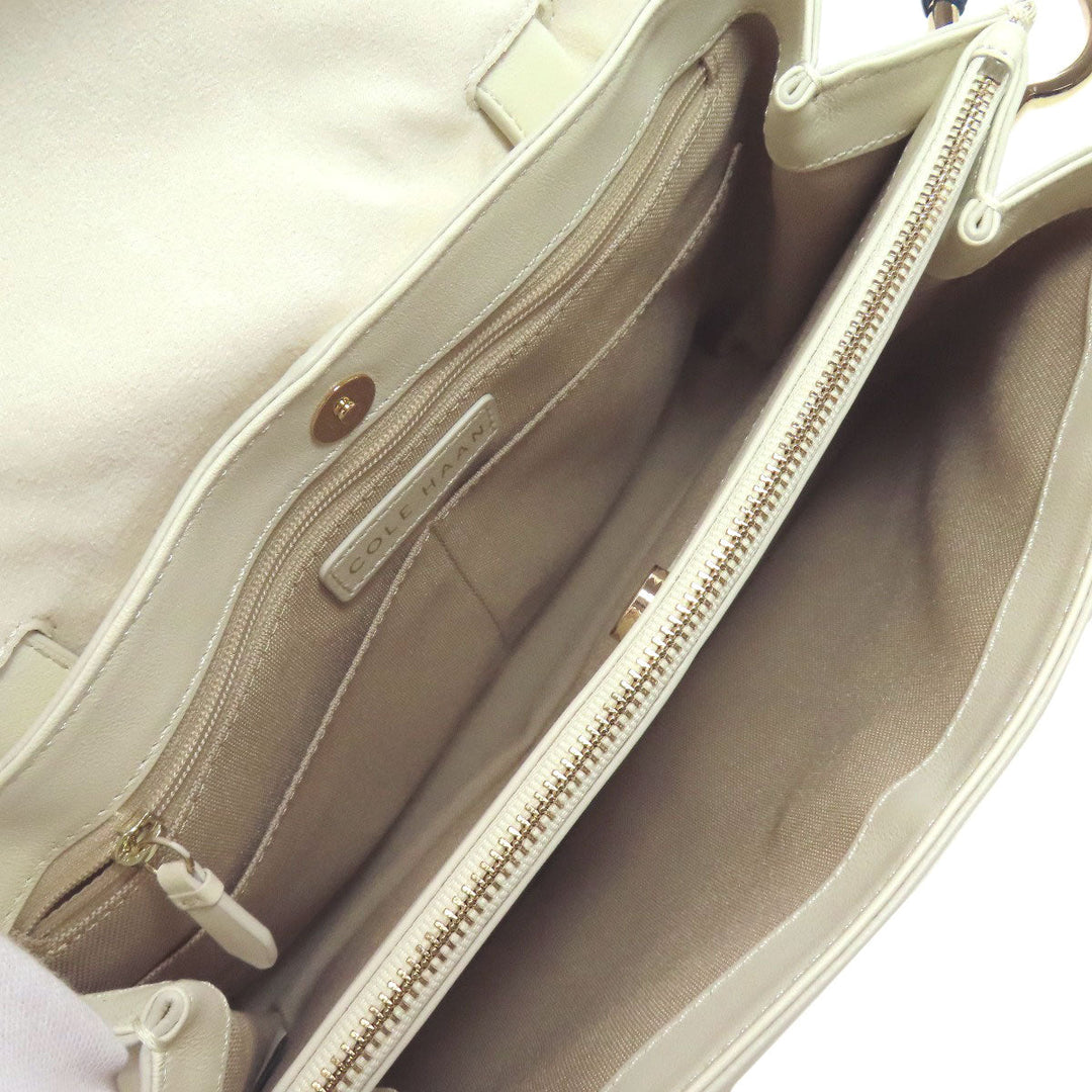 COLE HAAN Handbag leather white Collective Satchel 2WAY Women Used Authentic