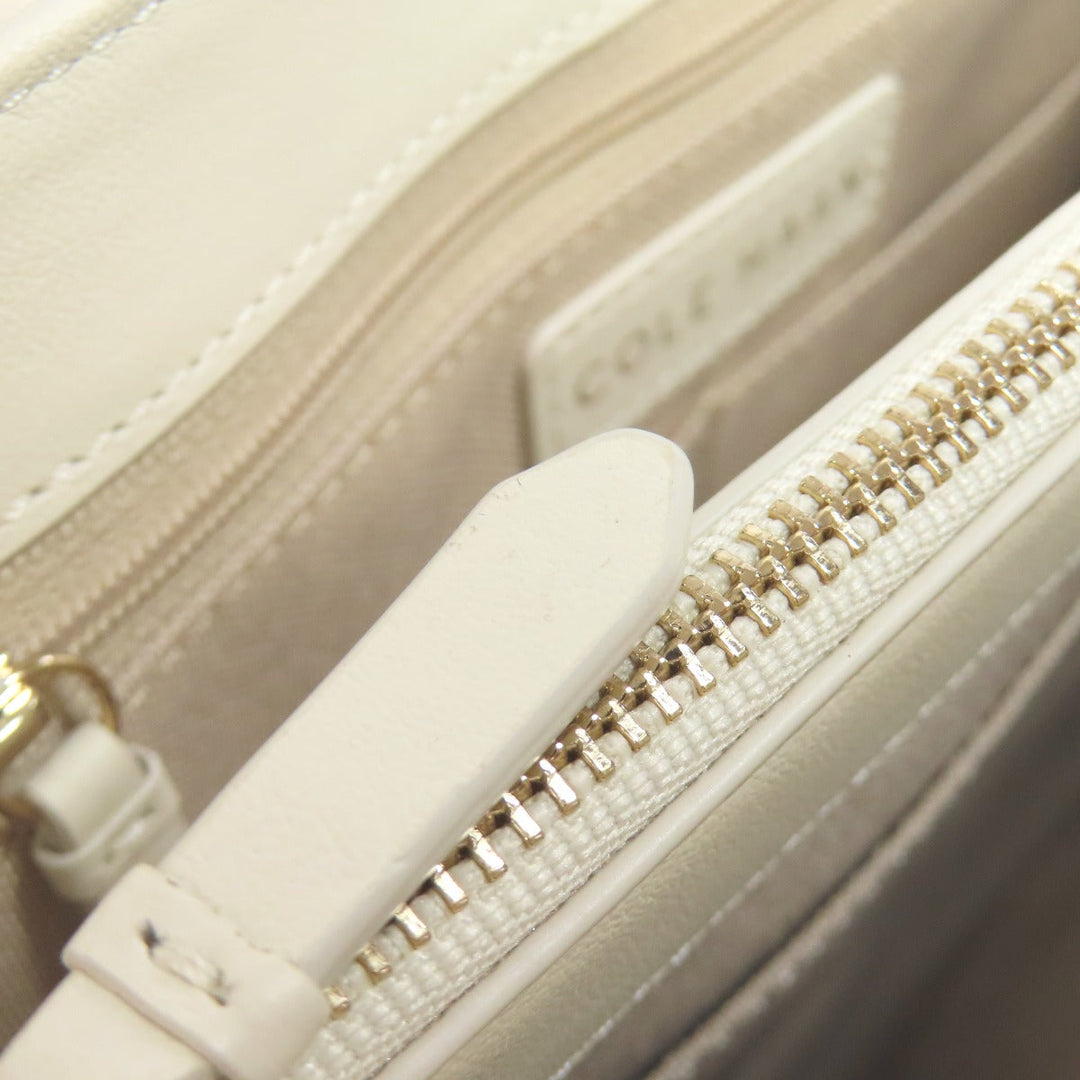 COLE HAAN Handbag leather white Collective Satchel 2WAY Women Used Authentic