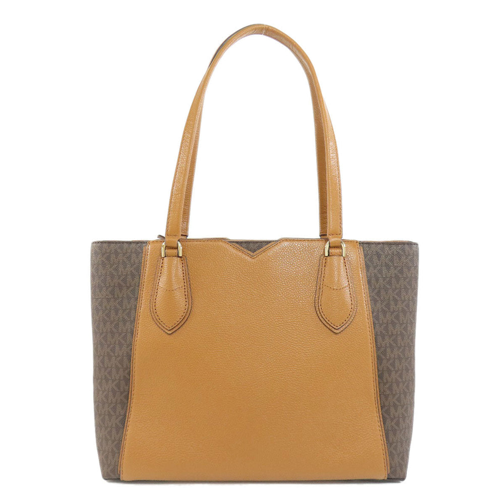 MICHAEL KORS Tote Bag PVC Brown MK signature Women Used Authentic