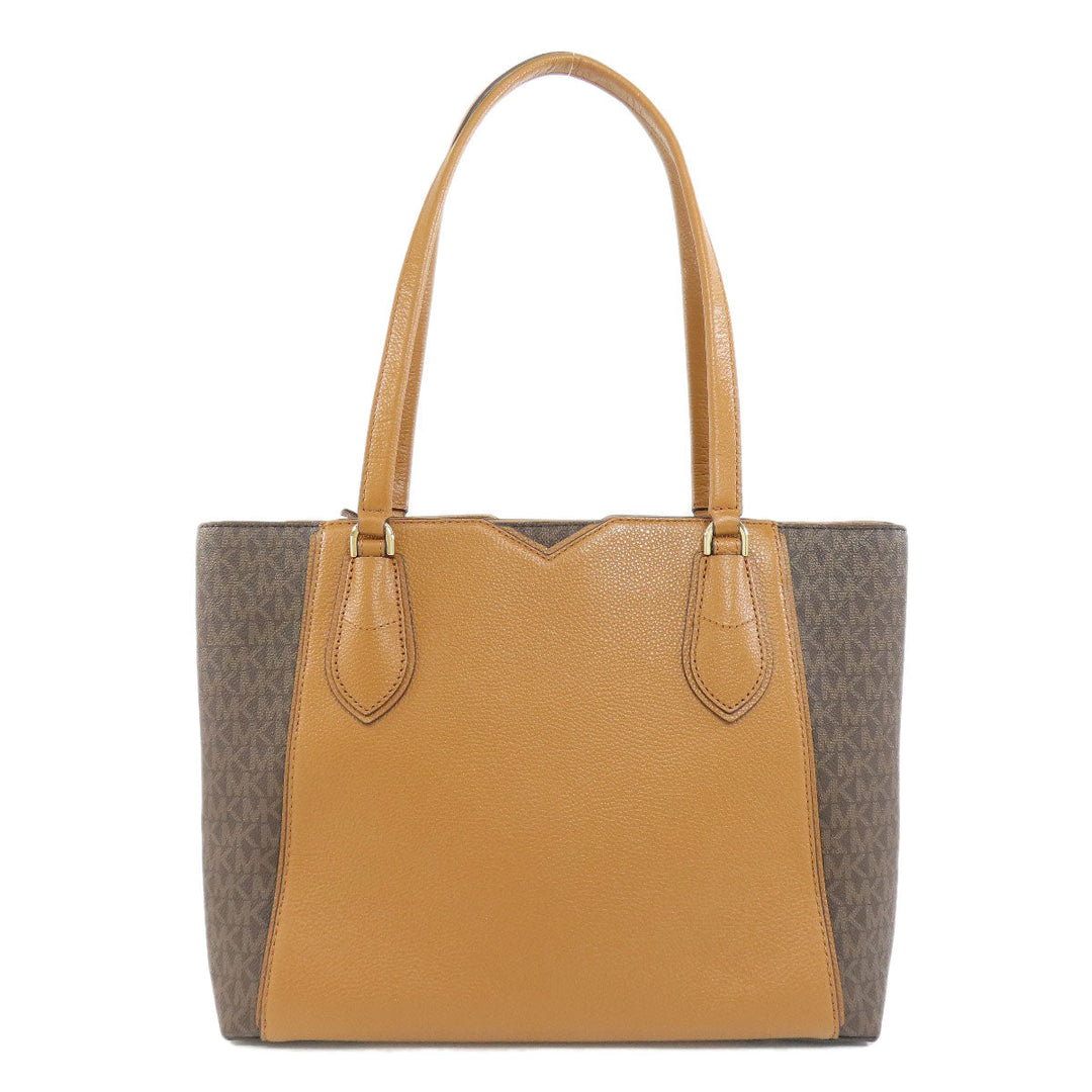 MICHAEL KORS Tote Bag PVC Brown MK signature Women Used Authentic