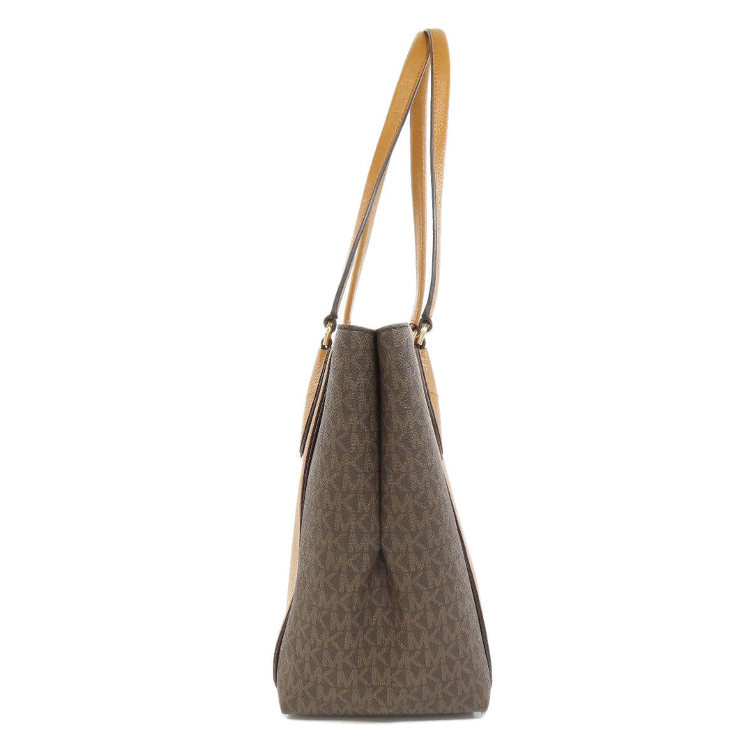MICHAEL KORS Tote Bag PVC Brown MK signature Women Used Authentic