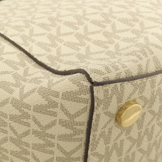 MICHAEL KORS Tote Bag PVC white MK signature Women Used Authentic