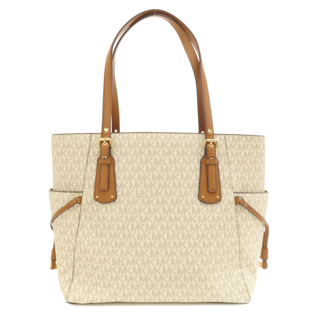 MICHAEL KORS Tote Bag PVC white MK signature Women Used Authentic