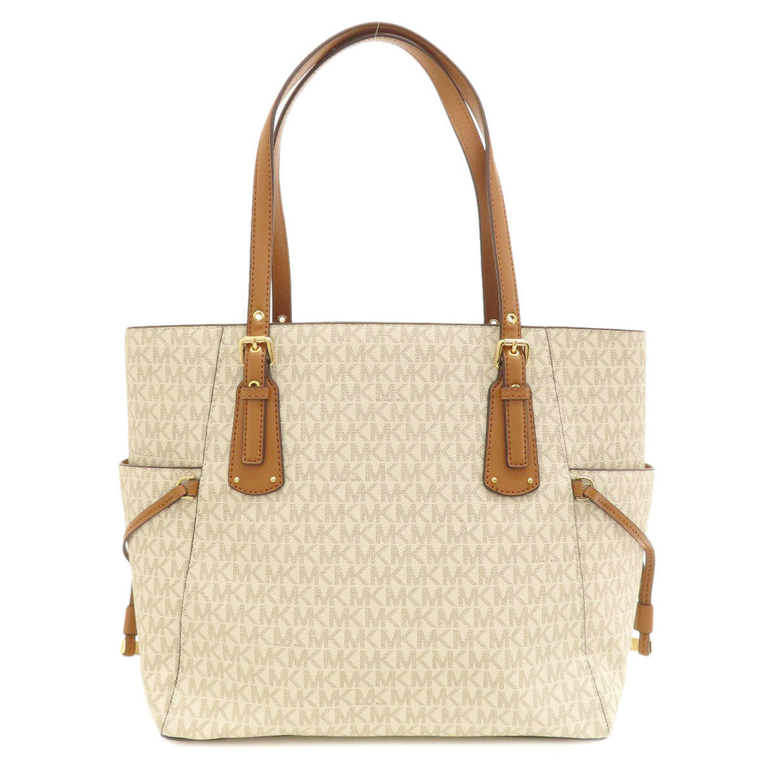 MICHAEL KORS Tote Bag PVC white MK signature Women Used Authentic