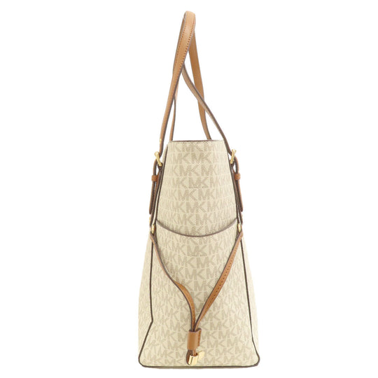 MICHAEL KORS Tote Bag PVC white MK signature Women Used Authentic