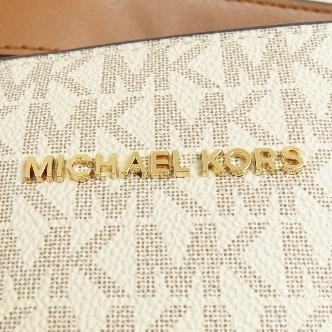 MICHAEL KORS Tote Bag PVC white MK signature Women Used Authentic