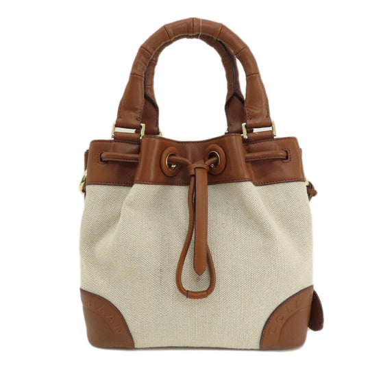 COLE HAAN Handbag Canvas, Leather Brown 2WAY Women Used Authentic