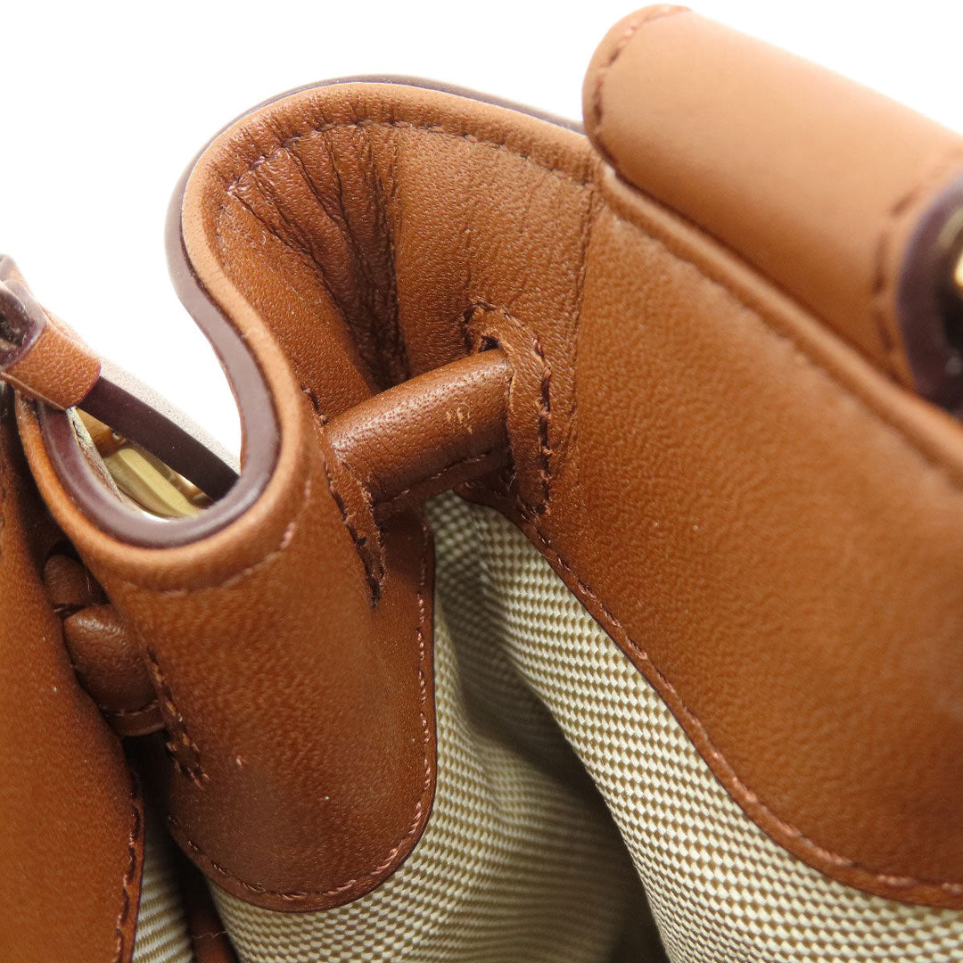 COLE HAAN Handbag Canvas, Leather Brown 2WAY Women Used Authentic