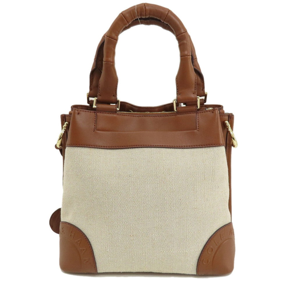 COLE HAAN Handbag Canvas, Leather Brown 2WAY Women Used Authentic