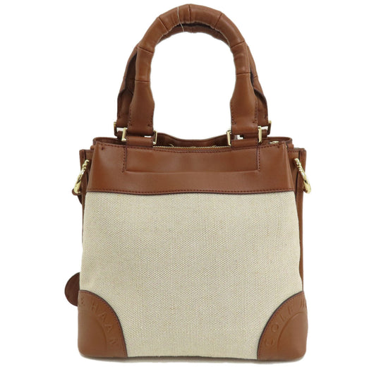 COLE HAAN Handbag Canvas, Leather Brown 2WAY Women Used Authentic