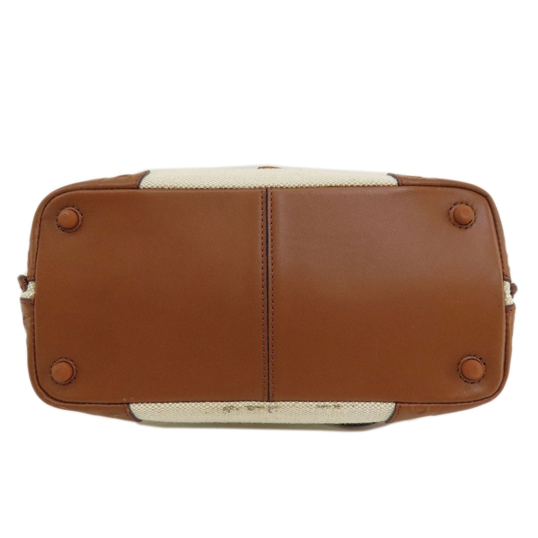 COLE HAAN Handbag Canvas, Leather Brown 2WAY Women Used Authentic