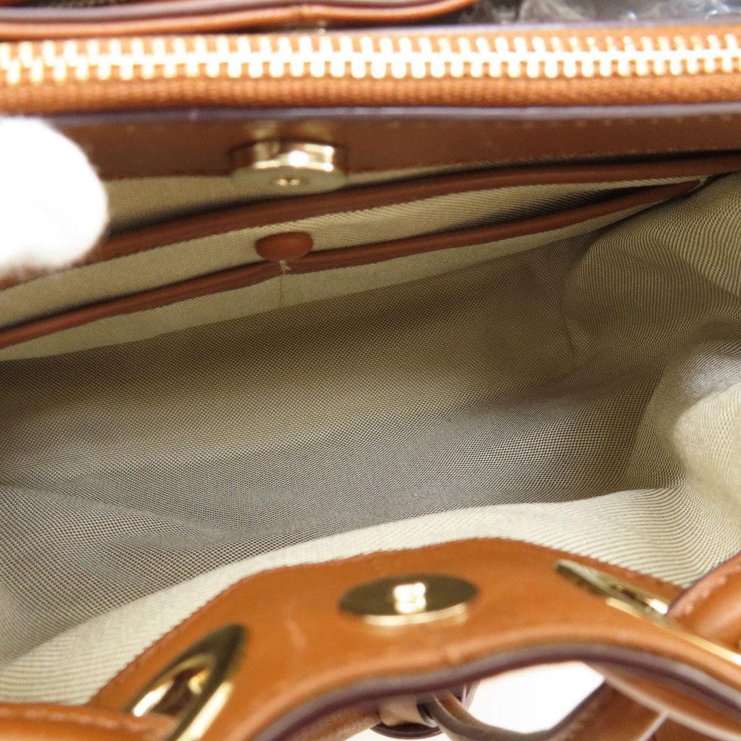 COLE HAAN Handbag Canvas, Leather Brown 2WAY Women Used Authentic