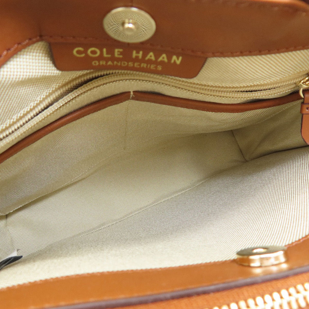 COLE HAAN Handbag Canvas, Leather Brown 2WAY Women Used Authentic