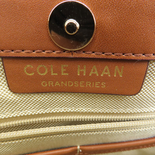COLE HAAN Handbag Canvas, Leather Brown 2WAY Women Used Authentic