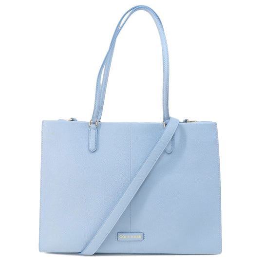 COLE HAAN Tote Bag leather blue 2WAY Women Used Authentic