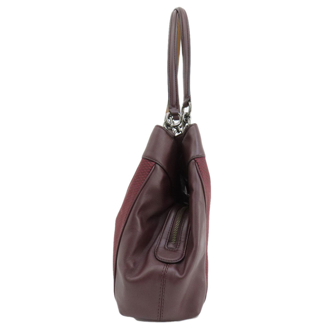 COACH Tote Bag F57540 Canvas, Leather Red Lexi Tote Women Used Authentic