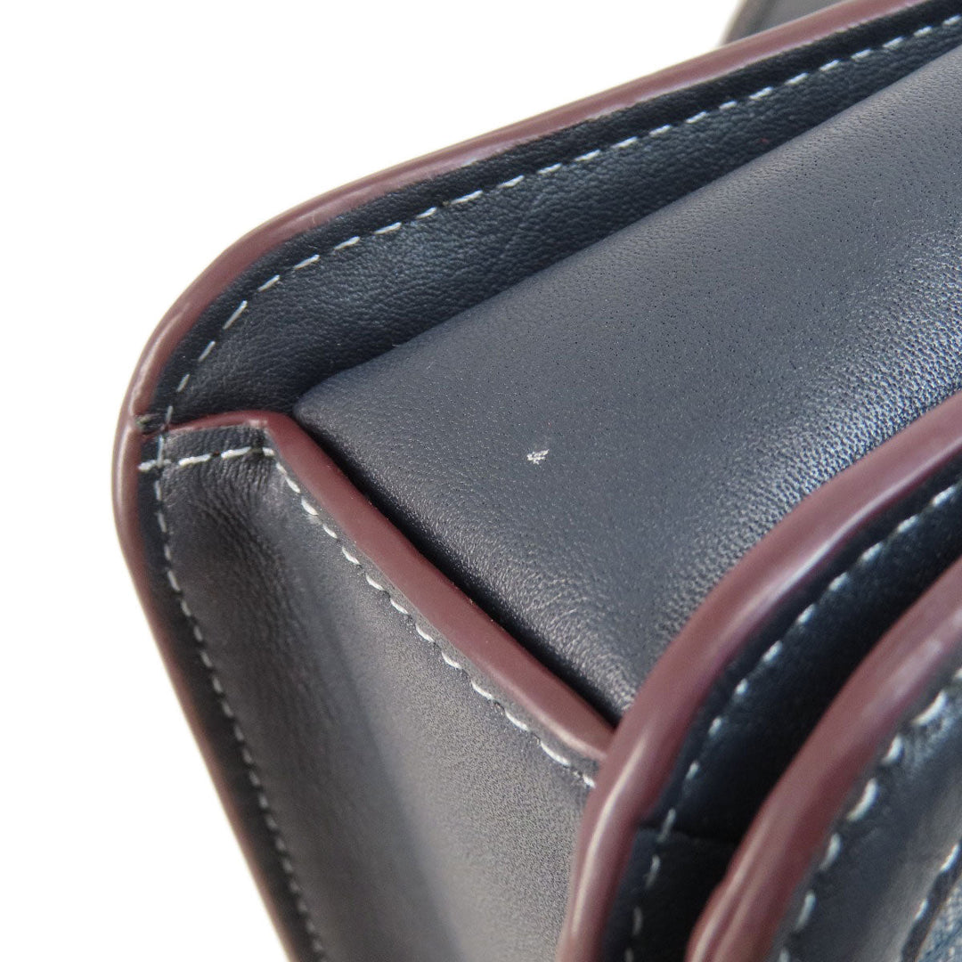 COACH Shoulder Bag CH137 Canvas, Leather Navy Signature Women Used Authentic