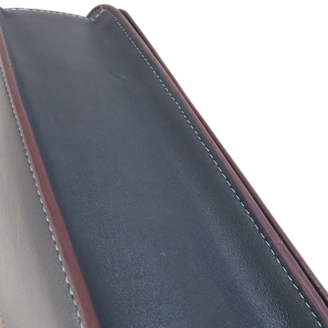 COACH Shoulder Bag CH137 Canvas, Leather Navy Signature Women Used Authentic