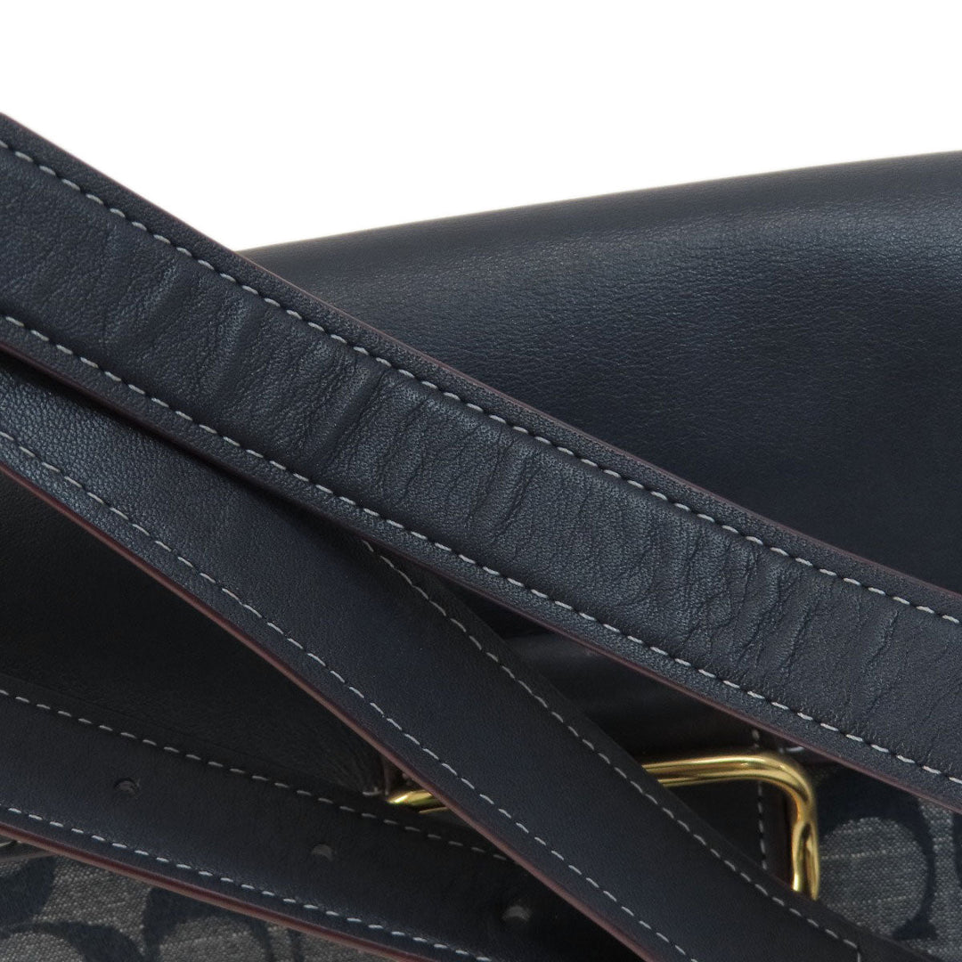 COACH Shoulder Bag CH137 Canvas, Leather Navy Signature Women Used Authentic