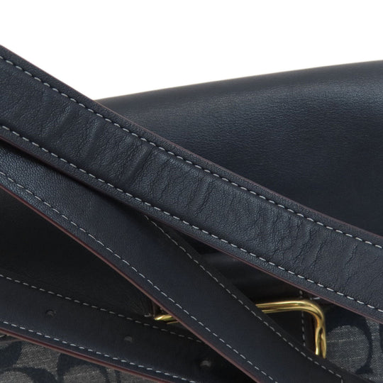 COACH Shoulder Bag CH137 Canvas, Leather Navy Signature Women Used Authentic