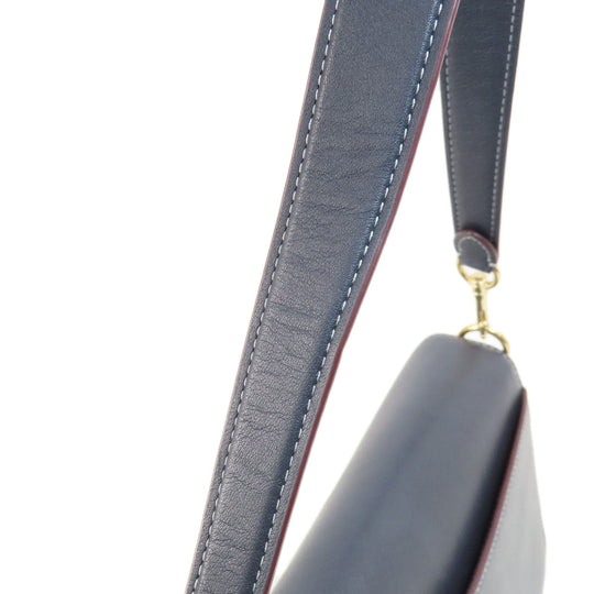 COACH Shoulder Bag CH137 Canvas, Leather Navy Signature Women Used Authentic