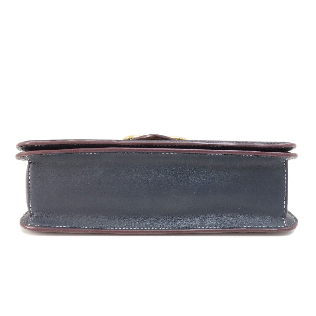 COACH Shoulder Bag CH137 Canvas, Leather Navy Signature Women Used Authentic