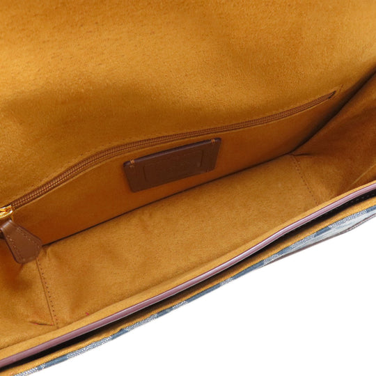 COACH Shoulder Bag CH137 Canvas, Leather Navy Signature Women Used Authentic