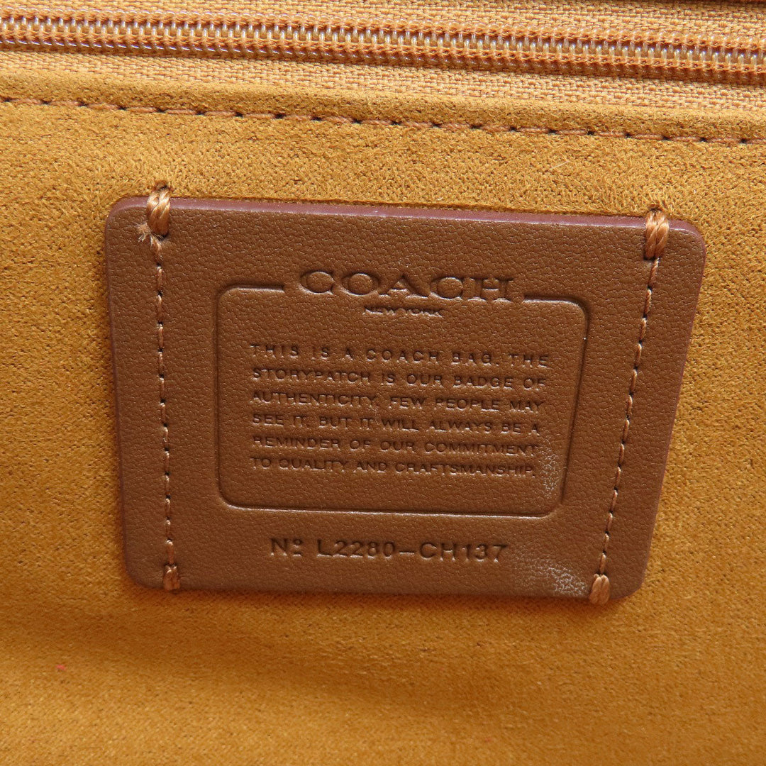 COACH Shoulder Bag CH137 Canvas, Leather Navy Signature Women Used Authentic