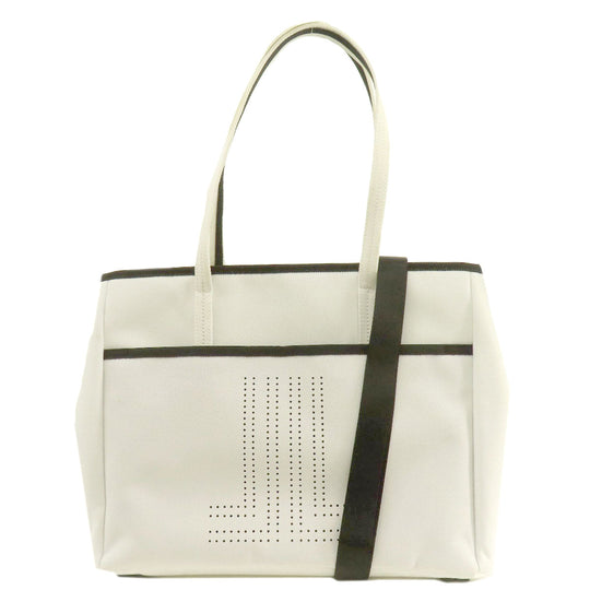 LANVIN Tote Bag canvas white 2WAY Women Used Authentic
