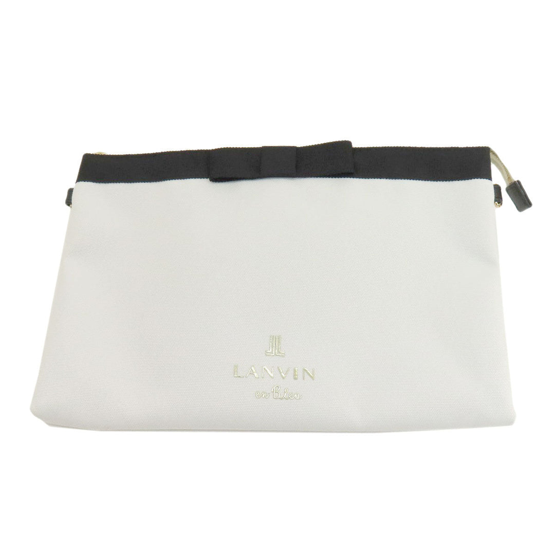 LANVIN Tote Bag canvas white 2WAY Women Used Authentic