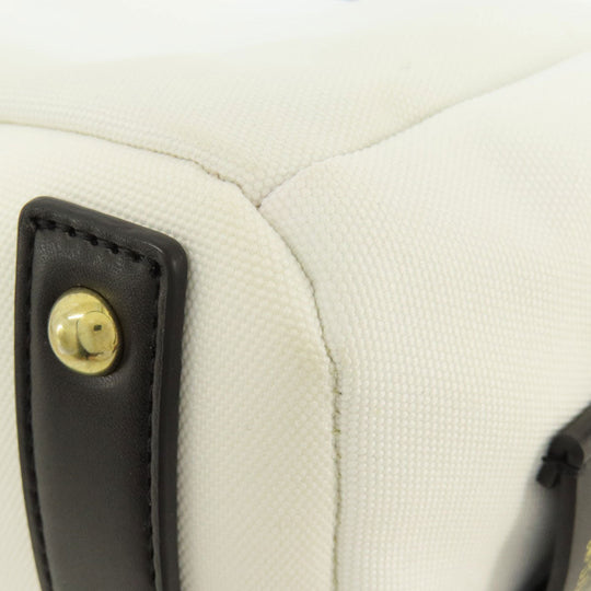 LANVIN Tote Bag canvas white 2WAY Women Used Authentic