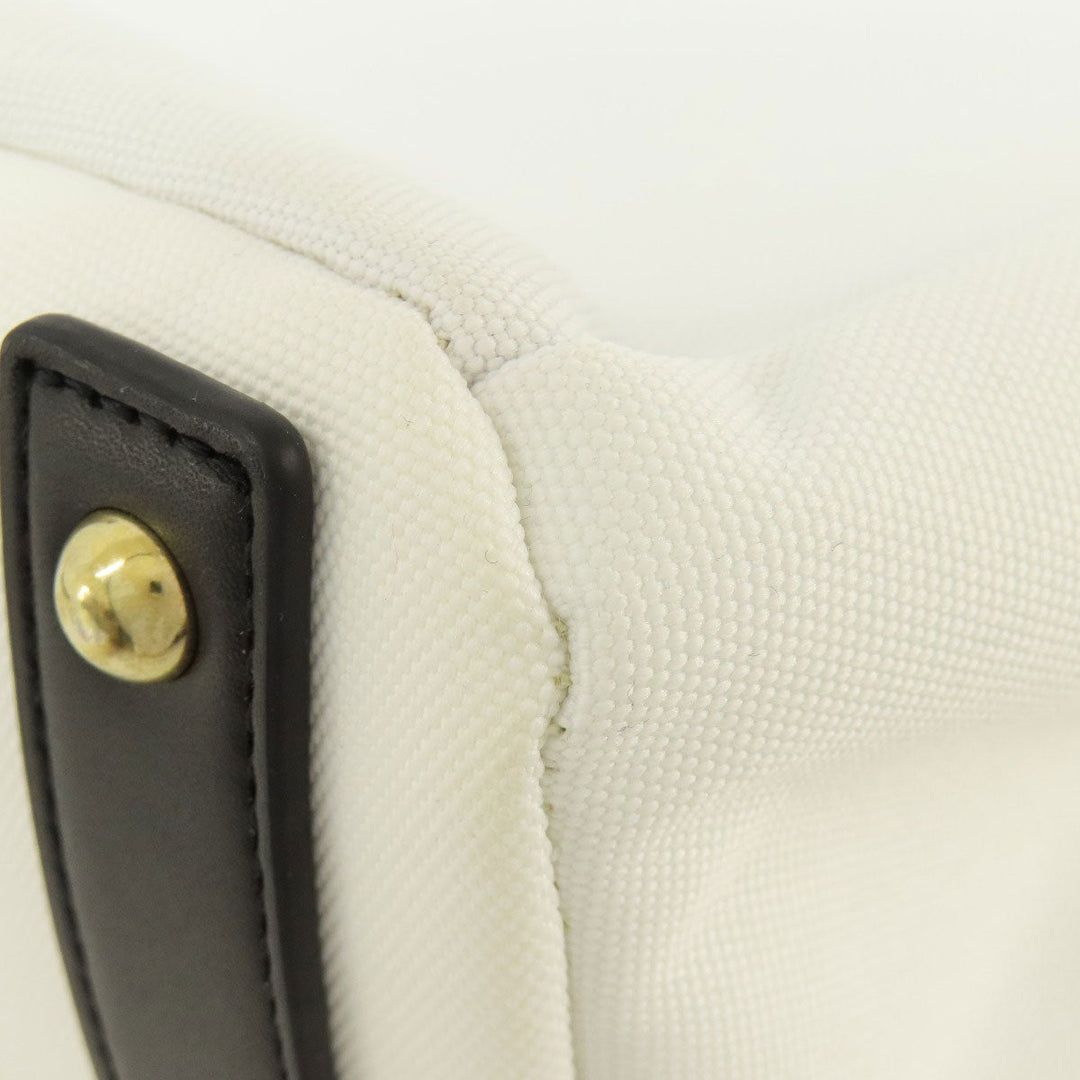 LANVIN Tote Bag canvas white 2WAY Women Used Authentic