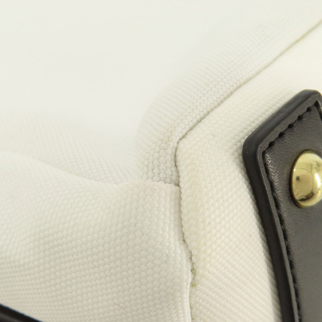 LANVIN Tote Bag canvas white 2WAY Women Used Authentic