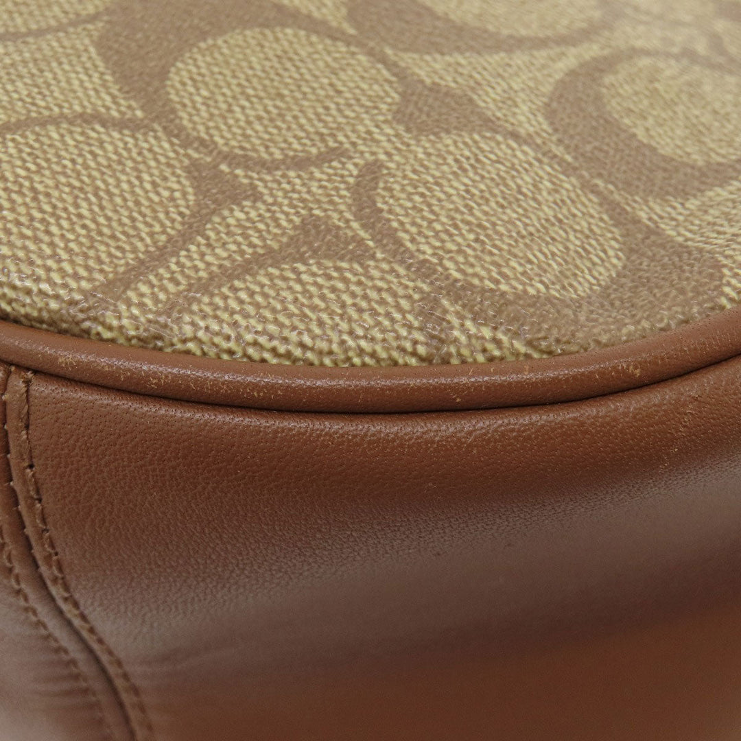 COACH Handbag F58288 PVC Brown Signature 2WAY Women Used Authentic