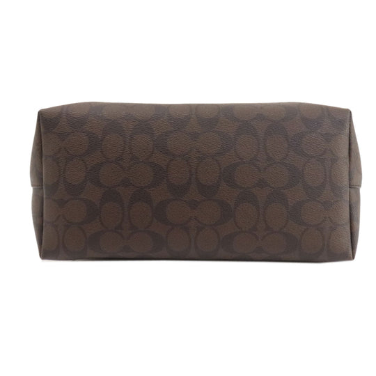 COACH Tote Bag F58292 PVC Brown Signature Women Used Authentic