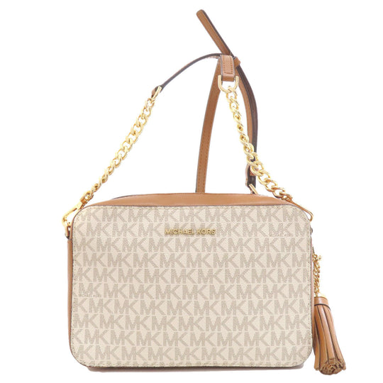 MICHAEL KORS Shoulder Bag PVC white MK signature Women Used Authentic