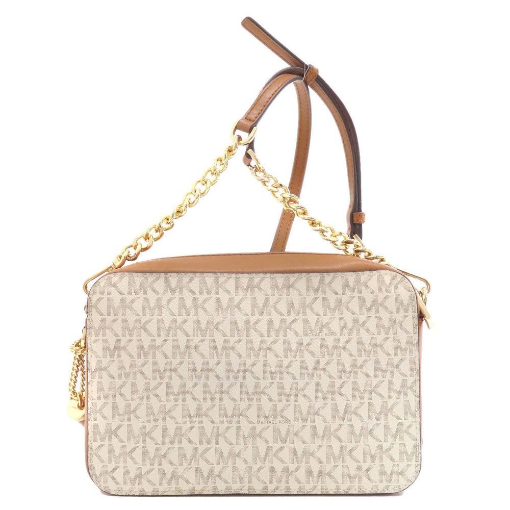 MICHAEL KORS Shoulder Bag PVC white MK signature Women Used Authentic