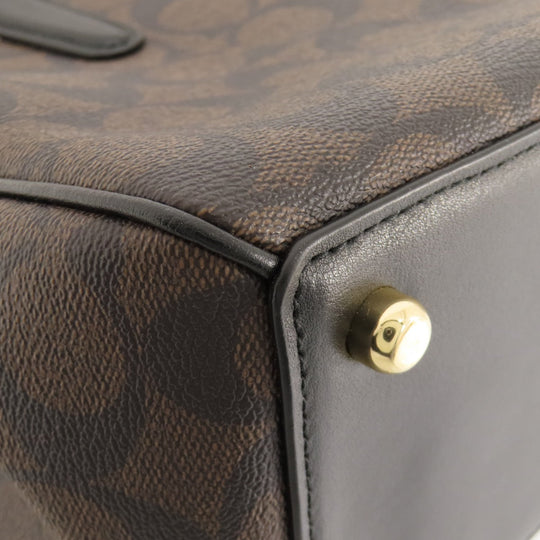 COACH Handbag F67026 PVC Brown Signature 2WAY Women Used Authentic