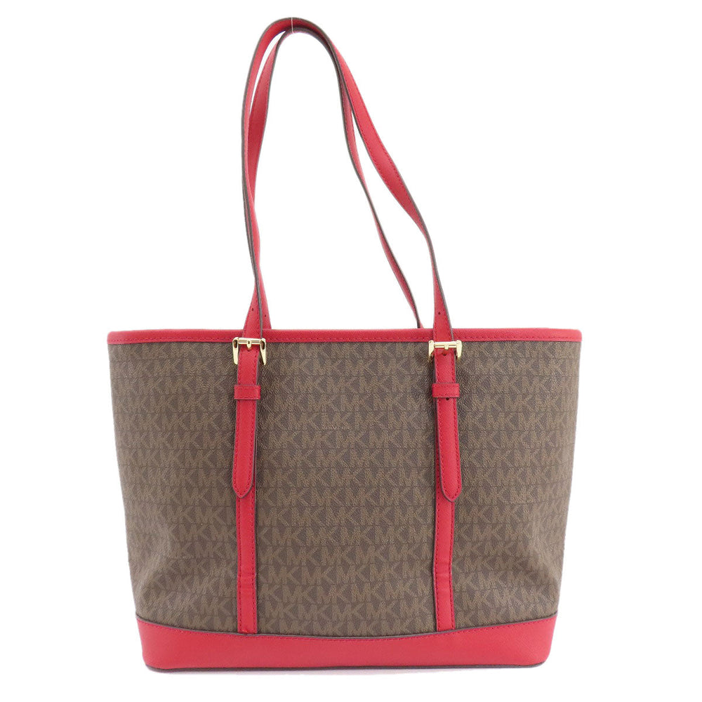 MICHAEL KORS Tote Bag PVC Brown MK signature Women Used Authentic
