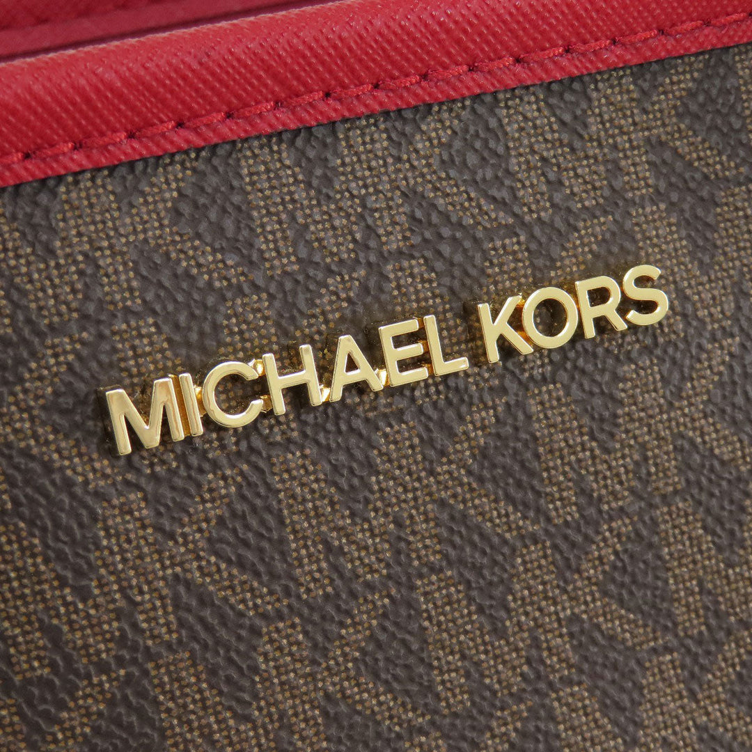 MICHAEL KORS Tote Bag PVC Brown MK signature Women Used Authentic