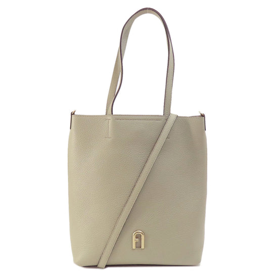 Furla Tote Bag leather gray Arch logo 2WAY Women Used Authentic