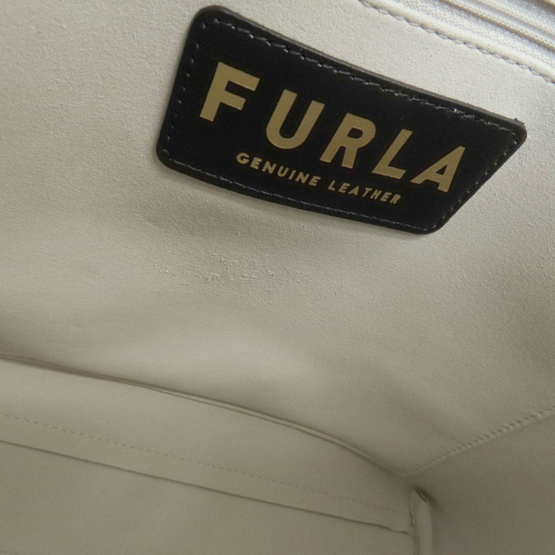 Furla Tote Bag leather gray Arch logo 2WAY Women Used Authentic