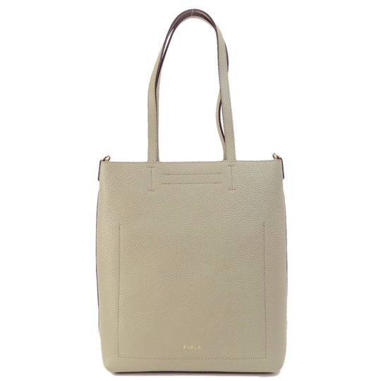 Furla Tote Bag leather gray Arch logo 2WAY Women Used Authentic