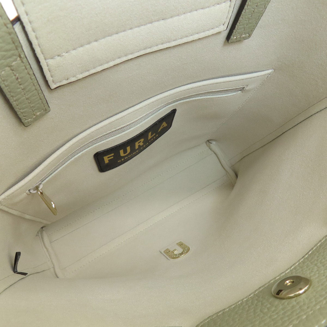 Furla Tote Bag leather gray Arch logo 2WAY Women Used Authentic