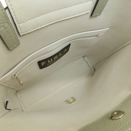 Furla Tote Bag leather gray Arch logo 2WAY Women Used Authentic