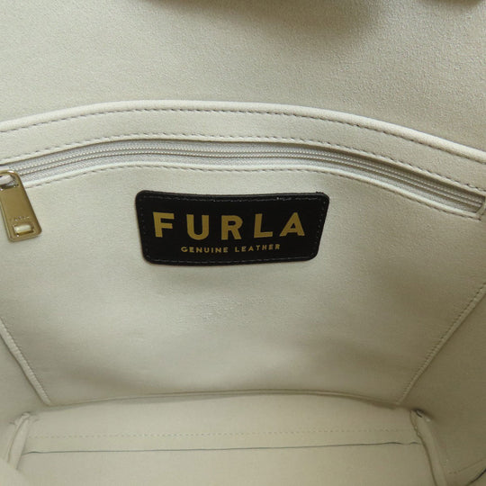 Furla Tote Bag leather gray Arch logo 2WAY Women Used Authentic