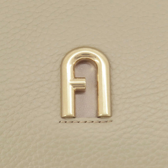 Furla Tote Bag leather gray Arch logo 2WAY Women Used Authentic
