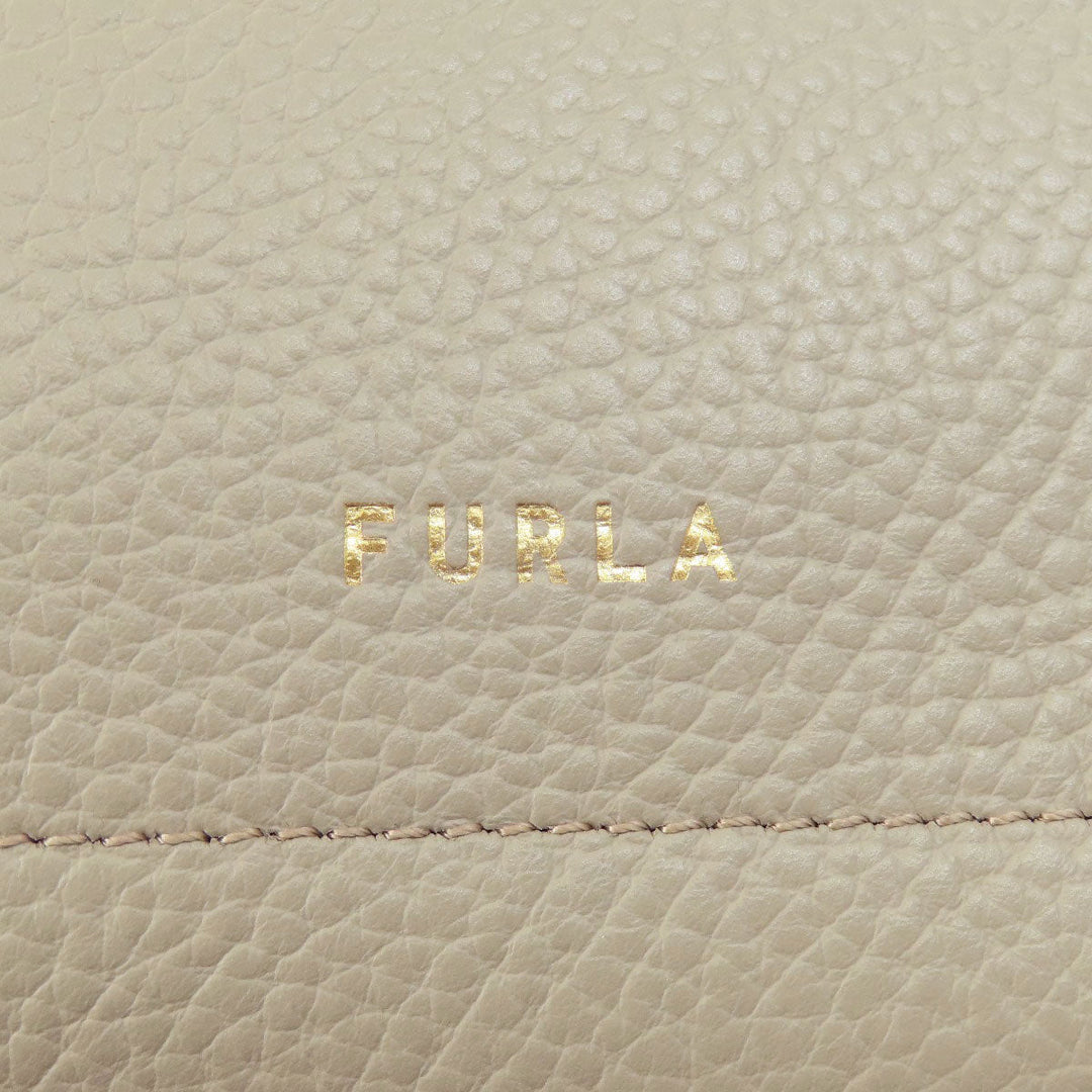 Furla Tote Bag leather gray Arch logo 2WAY Women Used Authentic