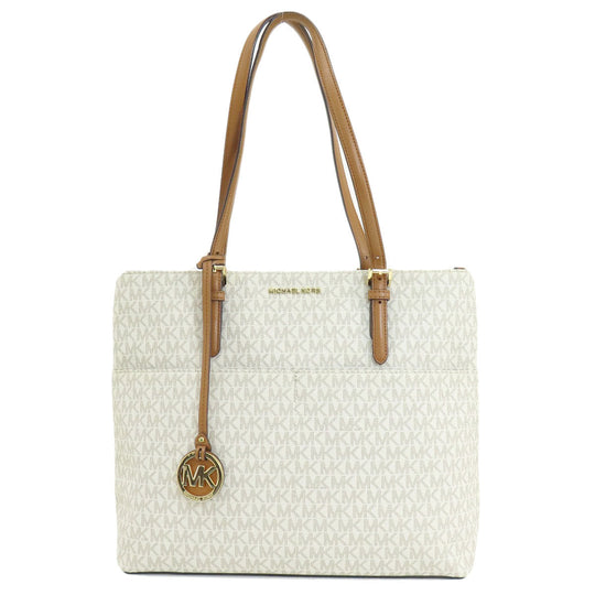 MICHAEL KORS Tote Bag PVC white MK signature Women Used Authentic